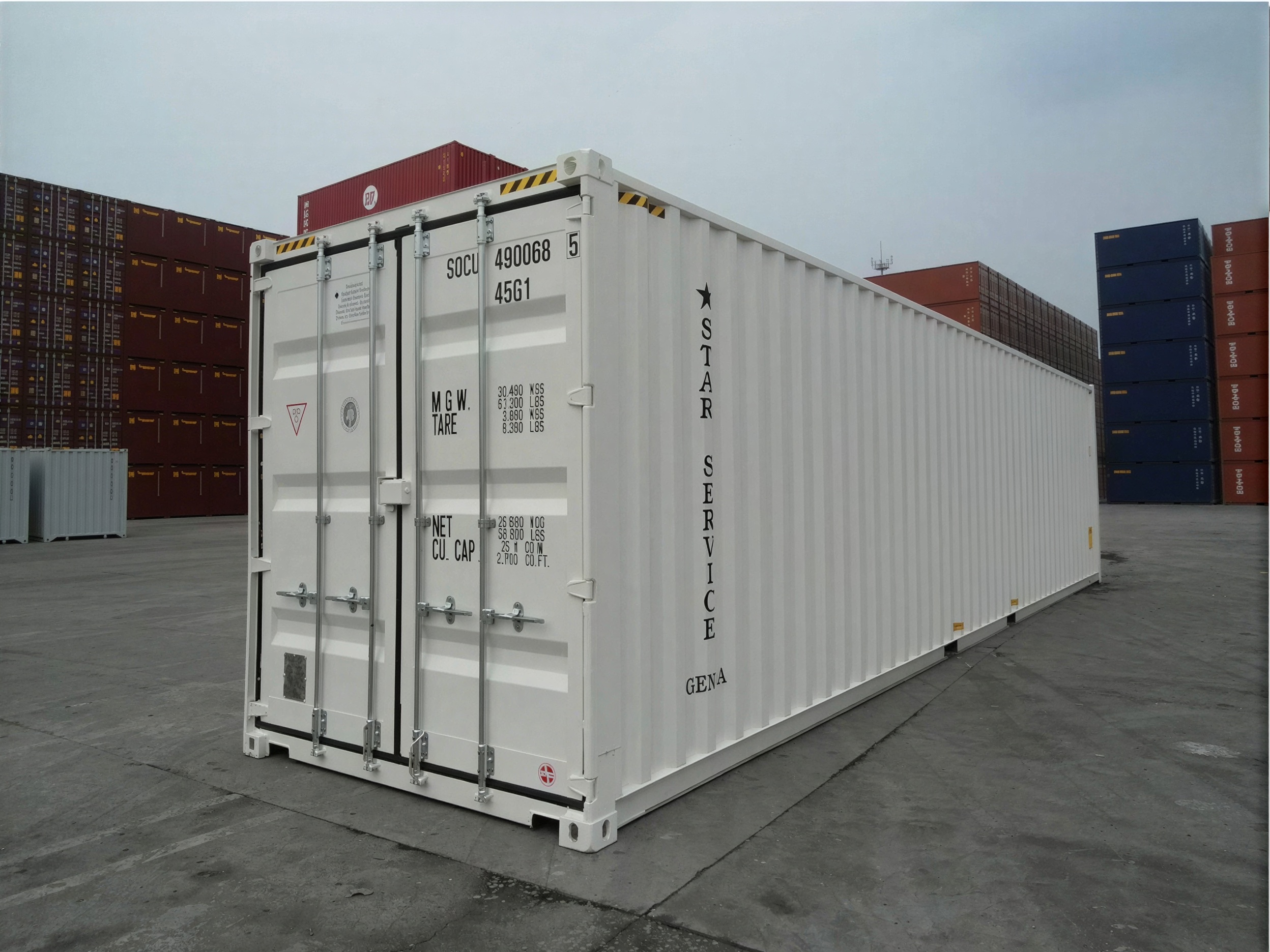 A 40ft high-cube one-trip container staged at the PACT Containers Columbus yard